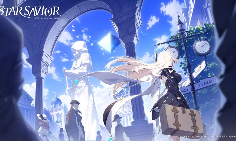 Star Savior city scene with the main heroine